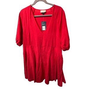 Universal Thread Red Dress‎ Size L V-Neck Empire Waist Casual Short Sleeve